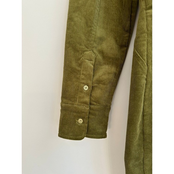 7 For All Mankind Olive Green Corduroy Zip Front Long Sleeve Coat Size 6 - Picture 6 of 8